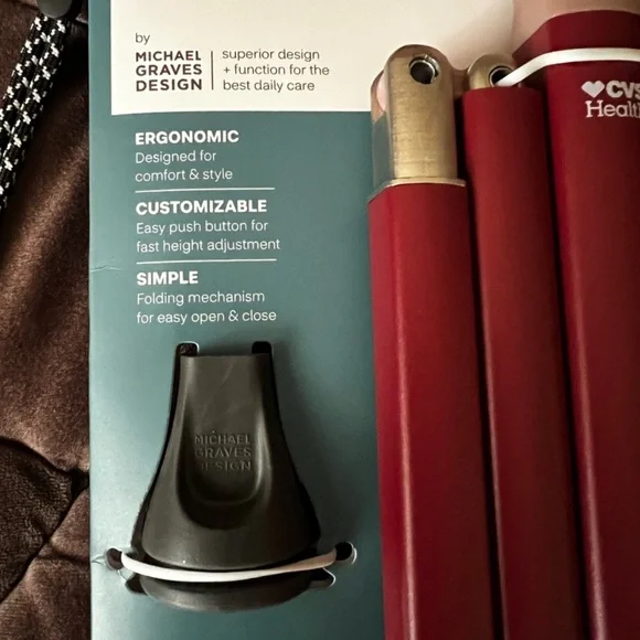New CVS Health take along Red Folding Cane - Picture 3 of 5